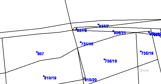 Parcela st. 735/16 v KÚ Stupava, Katastrální mapa
