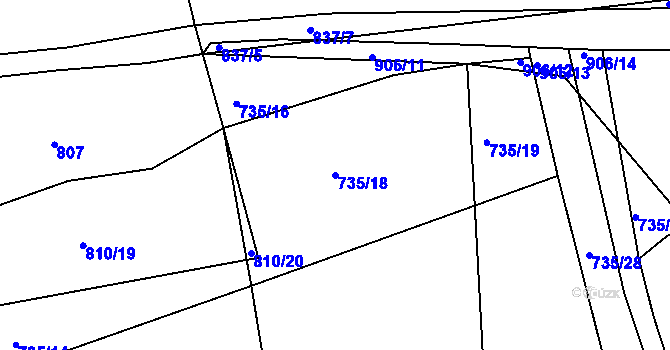 Parcela st. 735/18 v KÚ Stupava, Katastrální mapa