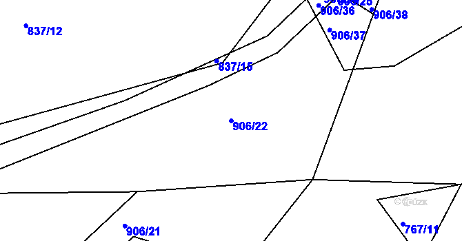 Parcela st. 906/22 v KÚ Stupava, Katastrální mapa