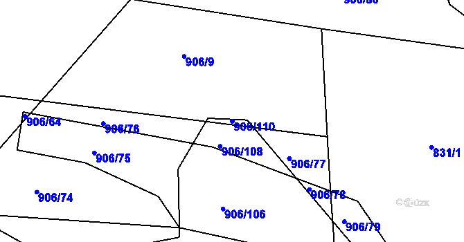 Parcela st. 906/110 v KÚ Stupava, Katastrální mapa