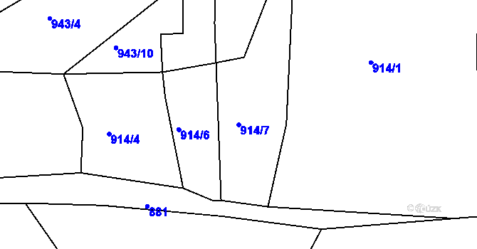Parcela st. 914/7 v KÚ Stupava, Katastrální mapa