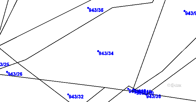Parcela st. 943/34 v KÚ Stupava, Katastrální mapa