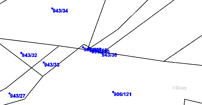 Parcela st. 943/36 v KÚ Stupava, Katastrální mapa