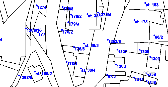 Parcela st. 36/3 v KÚ Stupava, Katastrální mapa