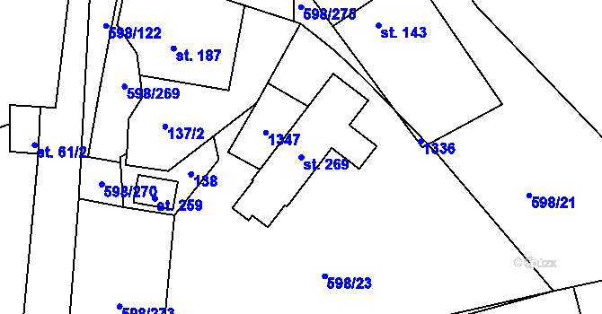 Parcela st. 269 v KÚ Stupava, Katastrální mapa