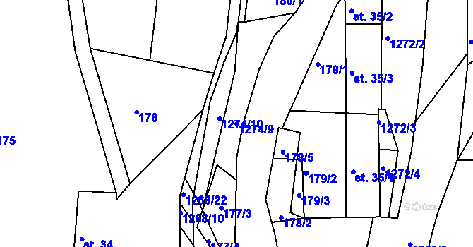 Parcela st. 1274/9 v KÚ Stupava, Katastrální mapa
