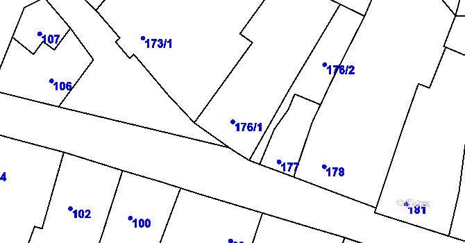 Parcela st. 176/1 v KÚ Stvolínky, Katastrální mapa