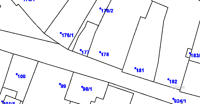 Parcela st. 178 v KÚ Stvolínky, Katastrální mapa