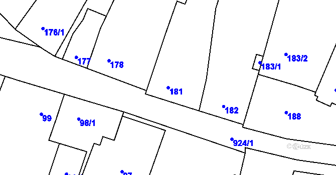 Parcela st. 181 v KÚ Stvolínky, Katastrální mapa