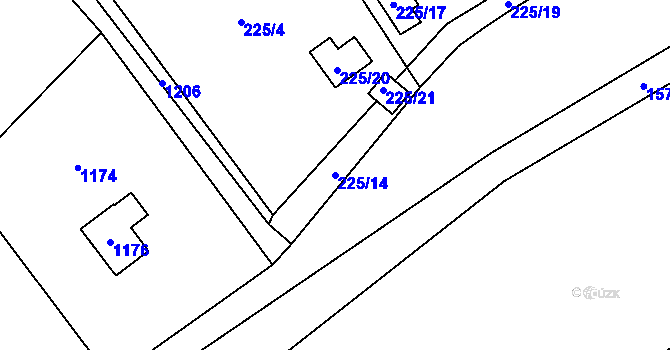 Parcela st. 225/14 v KÚ Stvolínky, Katastrální mapa
