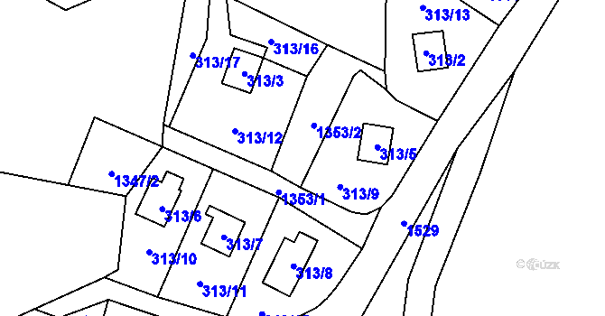 Parcela st. 313/1 v KÚ Stvolínky, Katastrální mapa