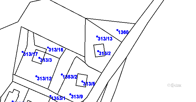 Parcela st. 313/2 v KÚ Stvolínky, Katastrální mapa