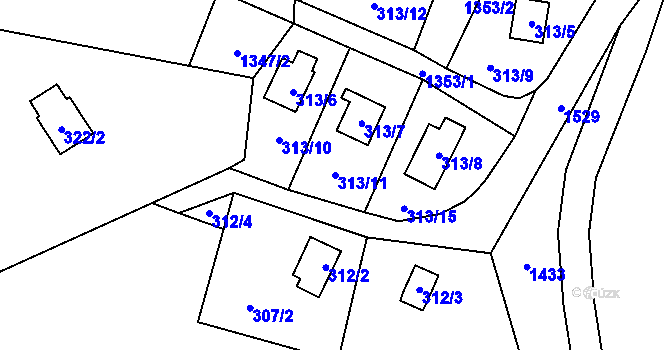 Parcela st. 313/11 v KÚ Stvolínky, Katastrální mapa