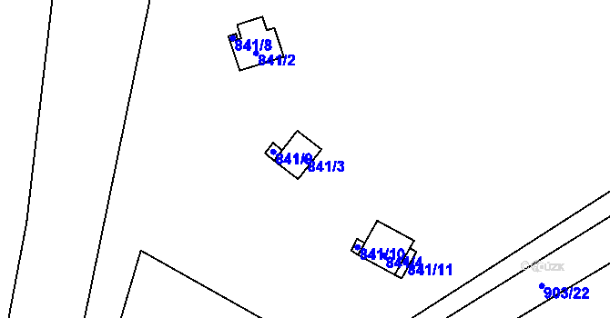 Parcela st. 841/3 v KÚ Stvolínky, Katastrální mapa