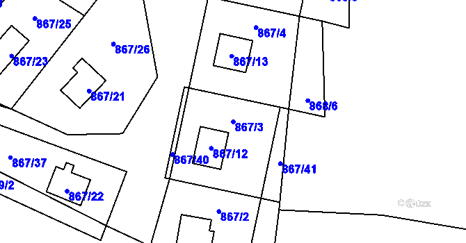 Parcela st. 867/3 v KÚ Stvolínky, Katastrální mapa