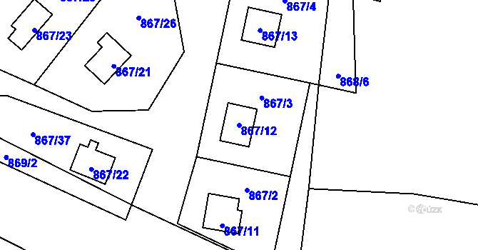 Parcela st. 867/12 v KÚ Stvolínky, Katastrální mapa