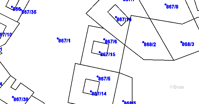 Parcela st. 867/15 v KÚ Stvolínky, Katastrální mapa