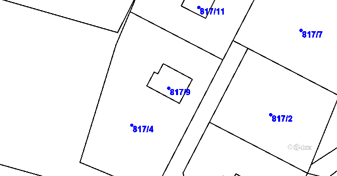 Parcela st. 817/9 v KÚ Stvolínky, Katastrální mapa