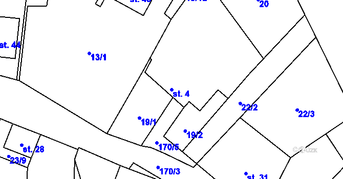 Parcela st. 4 v KÚ Stvolová, Katastrální mapa