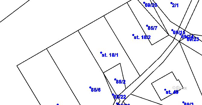 Parcela st. 18/1 v KÚ Stvolová, Katastrální mapa