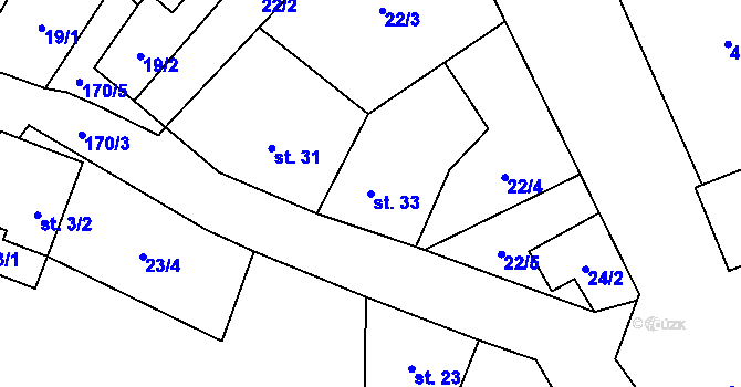 Parcela st. 33 v KÚ Stvolová, Katastrální mapa
