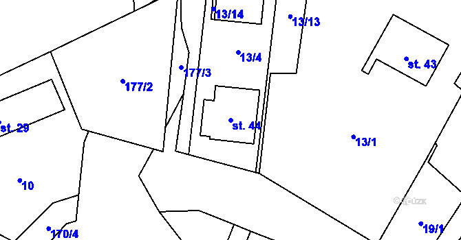 Parcela st. 44 v KÚ Stvolová, Katastrální mapa