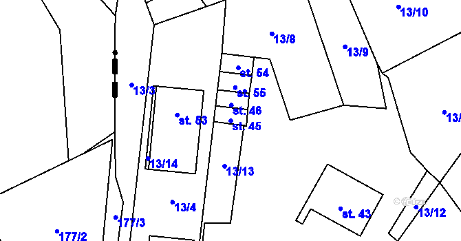 Parcela st. 45 v KÚ Stvolová, Katastrální mapa