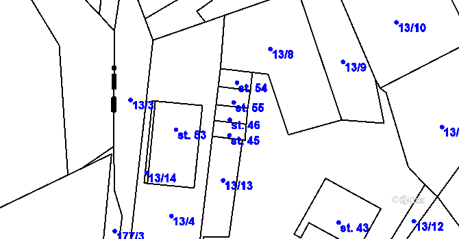 Parcela st. 46 v KÚ Stvolová, Katastrální mapa