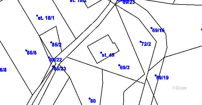 Parcela st. 49 v KÚ Stvolová, Katastrální mapa