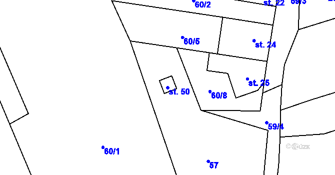 Parcela st. 50 v KÚ Stvolová, Katastrální mapa