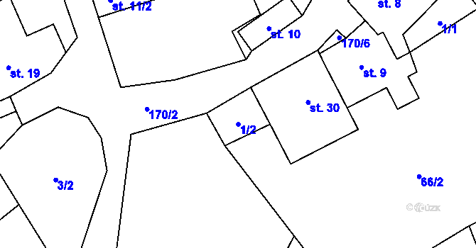 Parcela st. 1/2 v KÚ Stvolová, Katastrální mapa