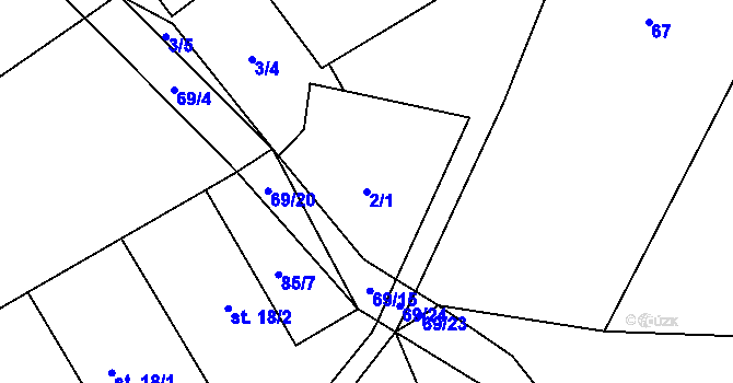 Parcela st. 2/1 v KÚ Stvolová, Katastrální mapa
