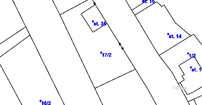 Parcela st. 17/2 v KÚ Stvolová, Katastrální mapa
