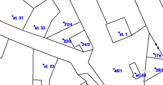 Parcela st. 24/2 v KÚ Stvolová, Katastrální mapa