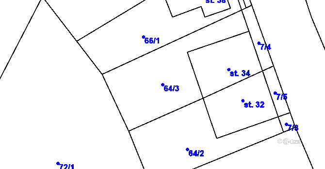 Parcela st. 64/3 v KÚ Stvolová, Katastrální mapa