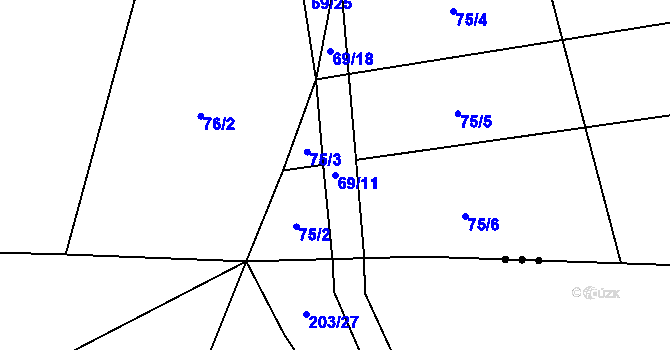 Parcela st. 69/11 v KÚ Stvolová, Katastrální mapa