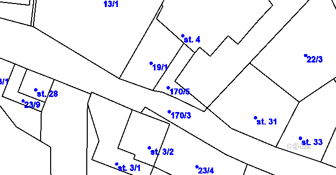 Parcela st. 170/5 v KÚ Stvolová, Katastrální mapa