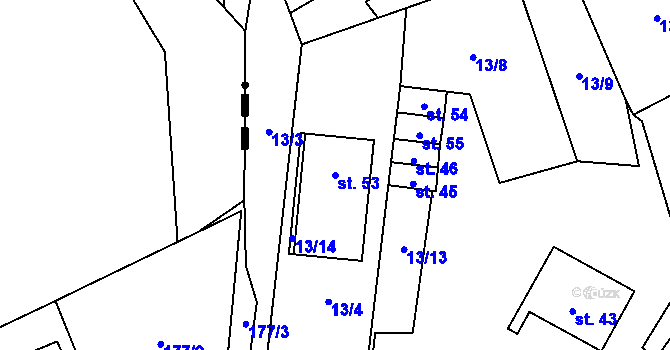Parcela st. 53 v KÚ Stvolová, Katastrální mapa