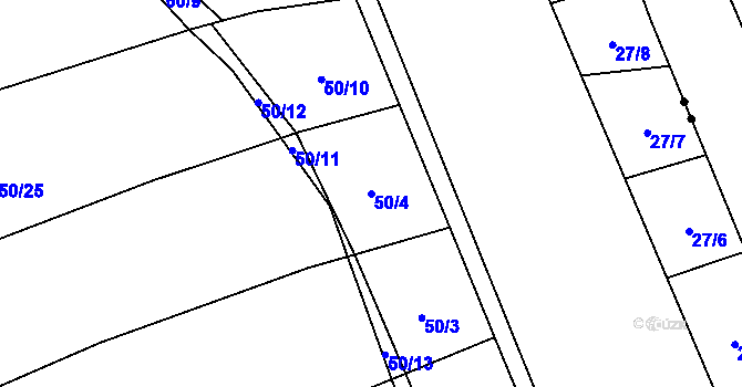 Parcela st. 50/4 v KÚ Stvolová, Katastrální mapa