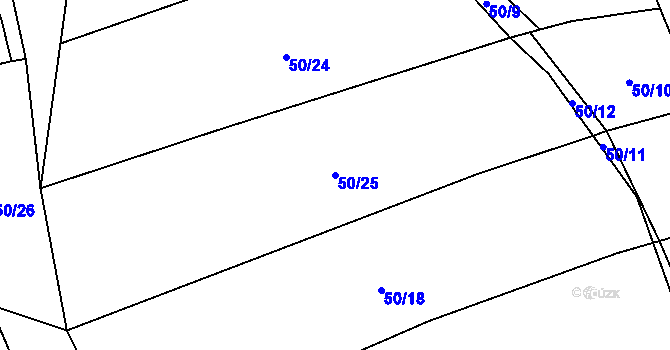 Parcela st. 50/25 v KÚ Stvolová, Katastrální mapa