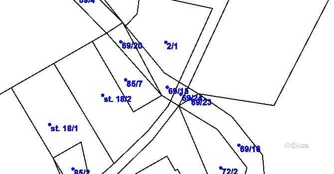 Parcela st. 69/15 v KÚ Stvolová, Katastrální mapa