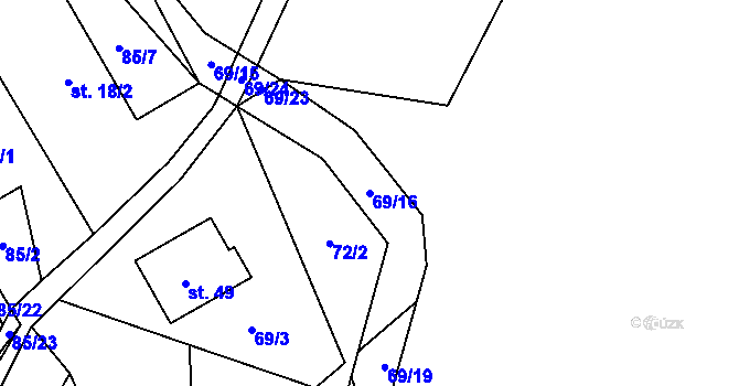 Parcela st. 69/16 v KÚ Stvolová, Katastrální mapa
