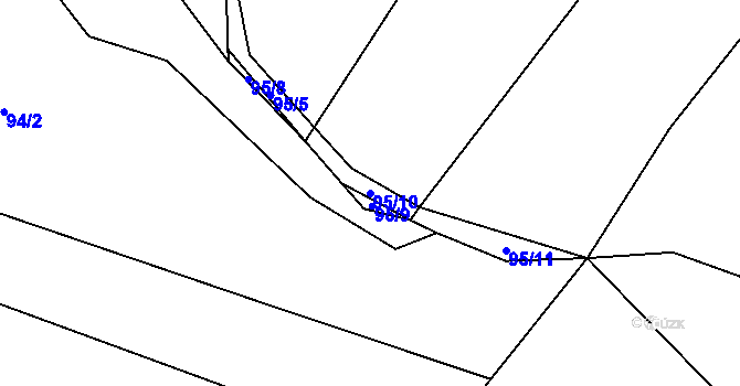 Parcela st. 95/10 v KÚ Stvolová, Katastrální mapa