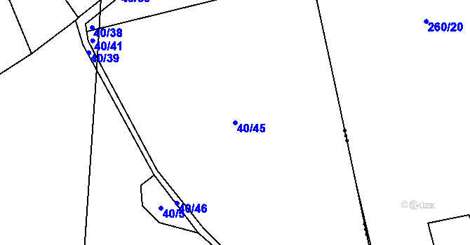 Parcela st. 40/45 v KÚ Skřib, Katastrální mapa
