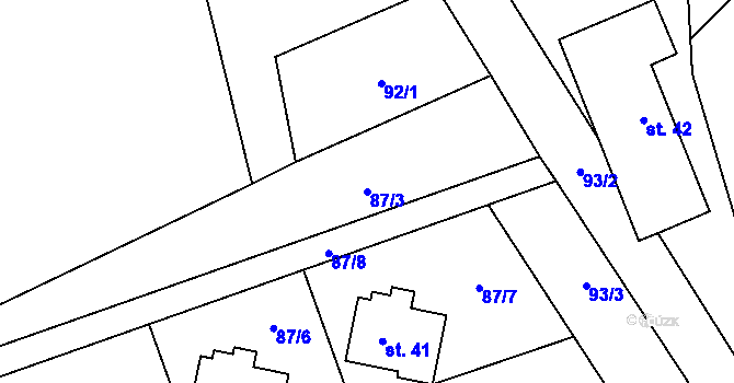 Parcela st. 87/3 v KÚ Kamenná Lhota u Čestína, Katastrální mapa