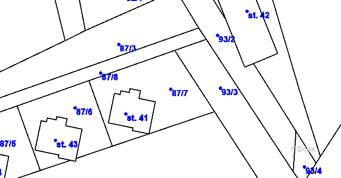 Parcela st. 87/7 v KÚ Kamenná Lhota u Čestína, Katastrální mapa