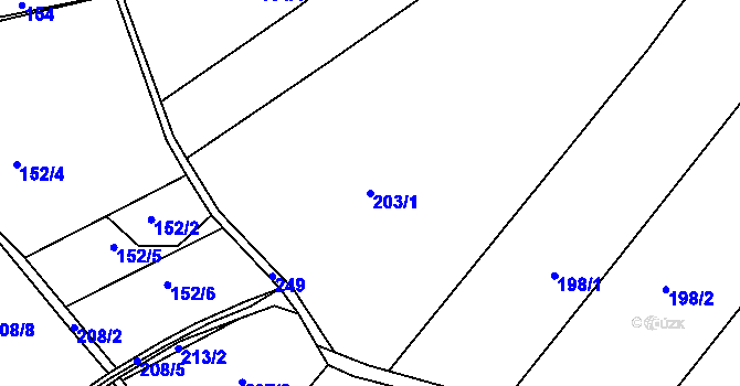 Parcela st. 203/1 v KÚ Kamenná Lhota u Čestína, Katastrální mapa