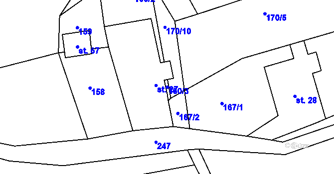 Parcela st. 160/3 v KÚ Kamenná Lhota u Čestína, Katastrální mapa