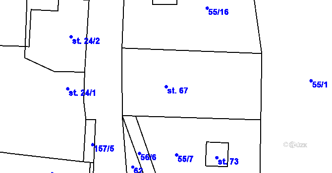Parcela st. 67 v KÚ Sudějov, Katastrální mapa