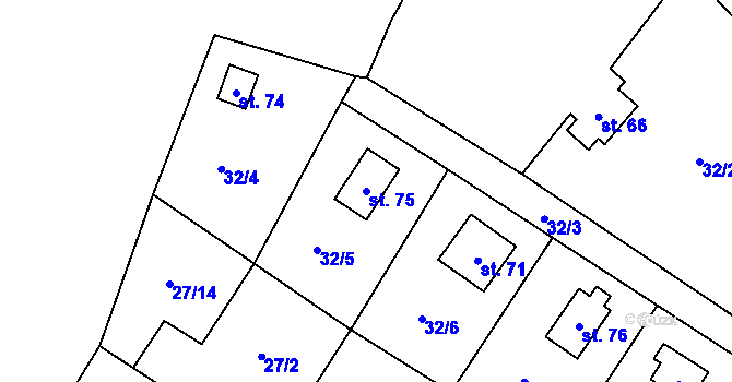 Parcela st. 75 v KÚ Sudějov, Katastrální mapa